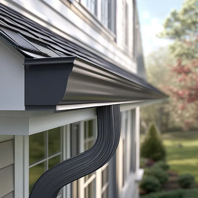 rain gutter installation on a new home in Sevierville